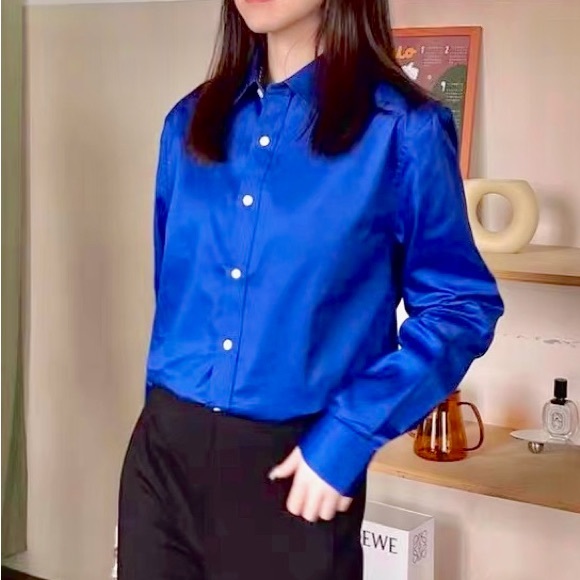 Dandy Willemse Tops - Klein Blue Premium Cotton Button-Up Shirt, Size S